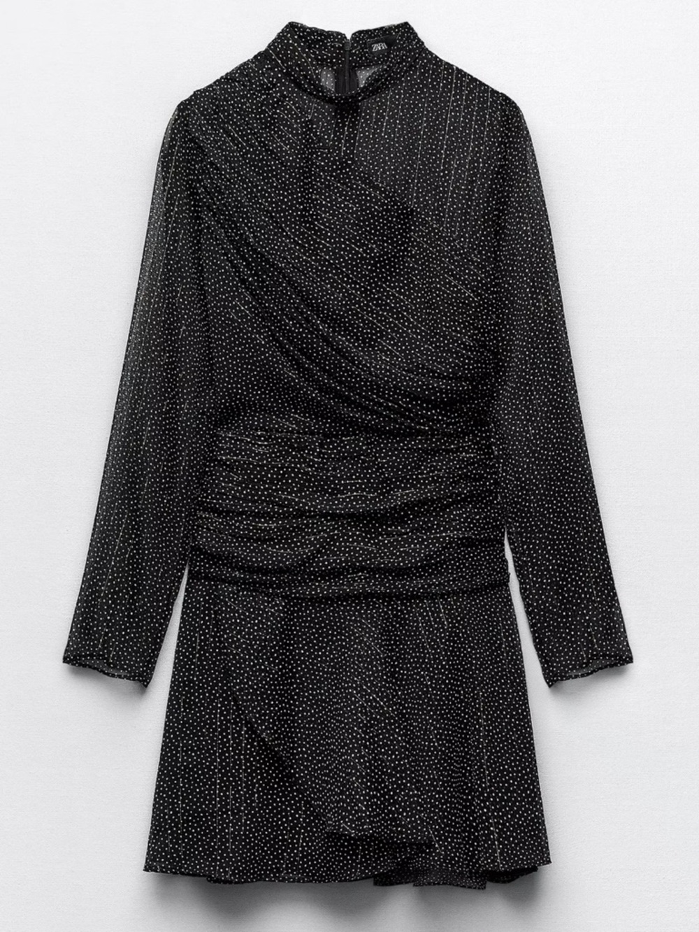 Black Polka Dot Long Sleeve Wrap Dress Size L fits more like an M